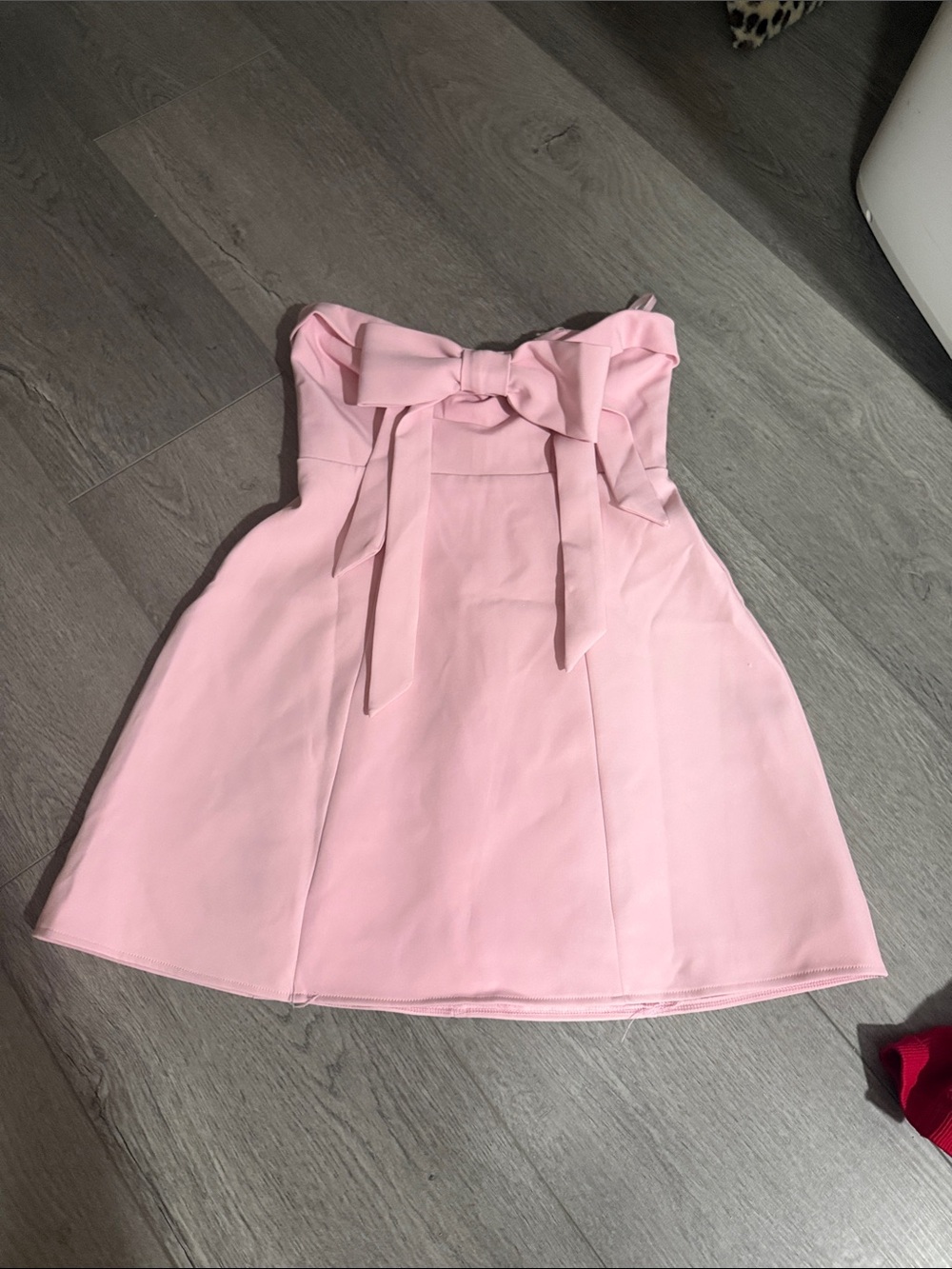 Hello Molly Strapless Pink Bow Front Mini Dress